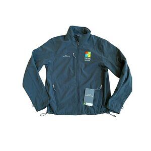 Eddie Bauer Softshell Jacket Army Team Microsoft Logo Navy Blue